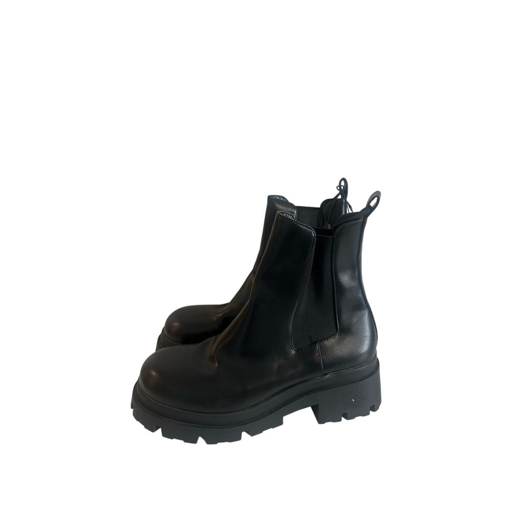 Zara NWT Chunky Lug Sole Chelsea Boots Black Shiny Sz EU 40/ US Sz 9 Women